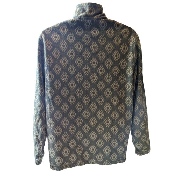 Eddie Bauer Men's Large Fleece Pullover Jacket Aztec Diamond Pattern Green - Picture 7 of 16